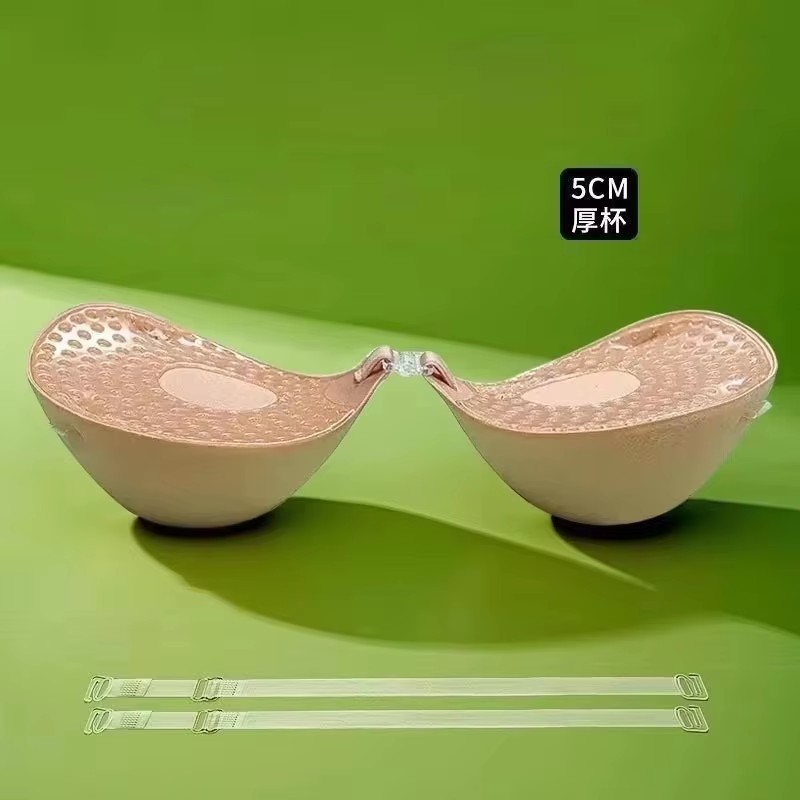 Silicone Bra Adhesive - บราซิลิโคนแบบหนา 5 ซม. ระบายอากาศได้ดี พร้อมเทปกาวติดนม ยกทรงด้านหน้าแบบดันทรง