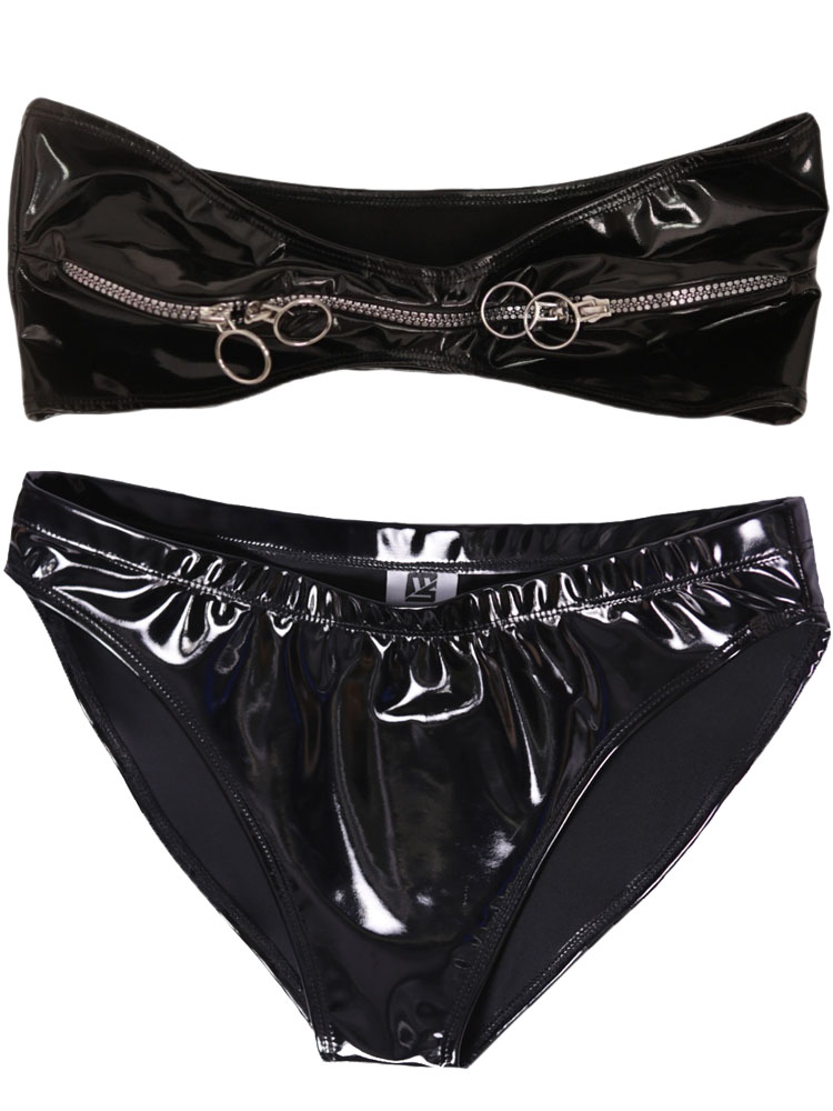 ชุดบอดี้สูท PVC แบบ Wet Look พ - Thong Bikini Women บทวิจารณ์และราคา