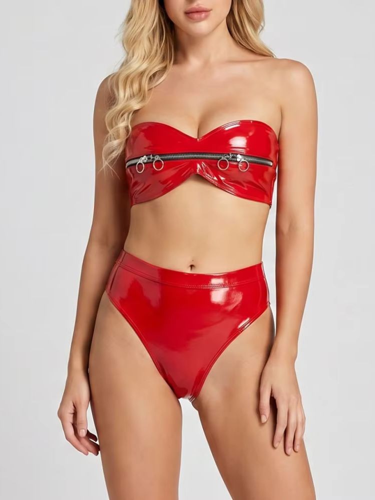 ชุดบอดี้สูท PVC แบบ Wet Look พ - Thong Bikini Women บทวิจารณ์และราคา